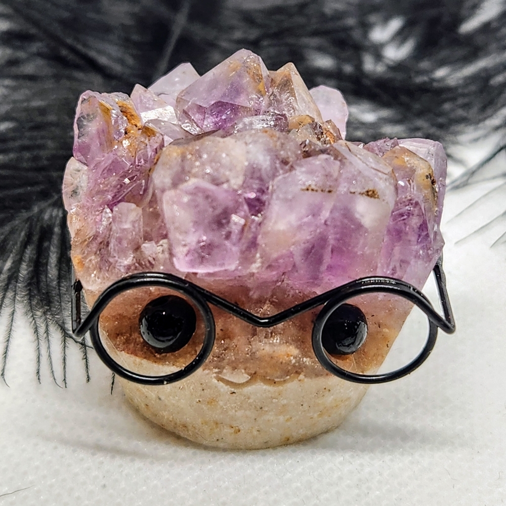 Adorable Genuine Amethyst Cluster Groot, Crystal Carving - Picture 4 of 6